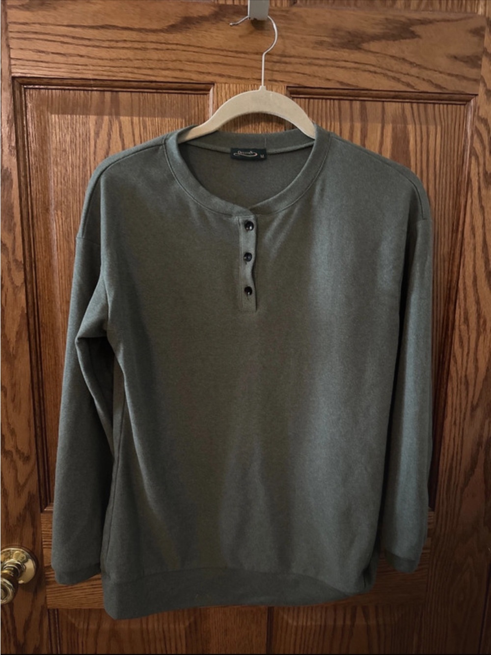 Dark Green Henley Long-Sleeve Shirt